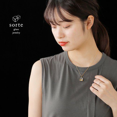 sorte ソルテ ガラス×ゴールドネックレス sgj-021sq-ci-mt