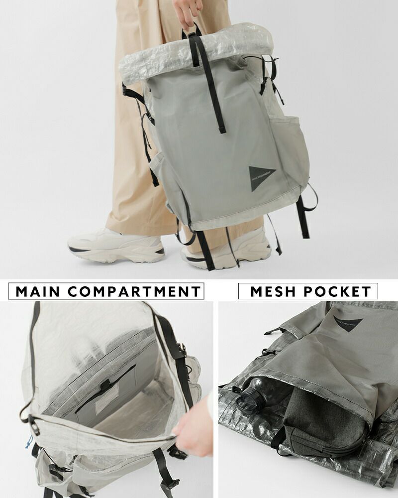 and wander アンドワンダー ダイニーマ 軽量 バックパック “UL backpack with Dyneema(R)”  574-4975196-mn ユニセックス | Piu di aranciato(ピウディアランチェート)