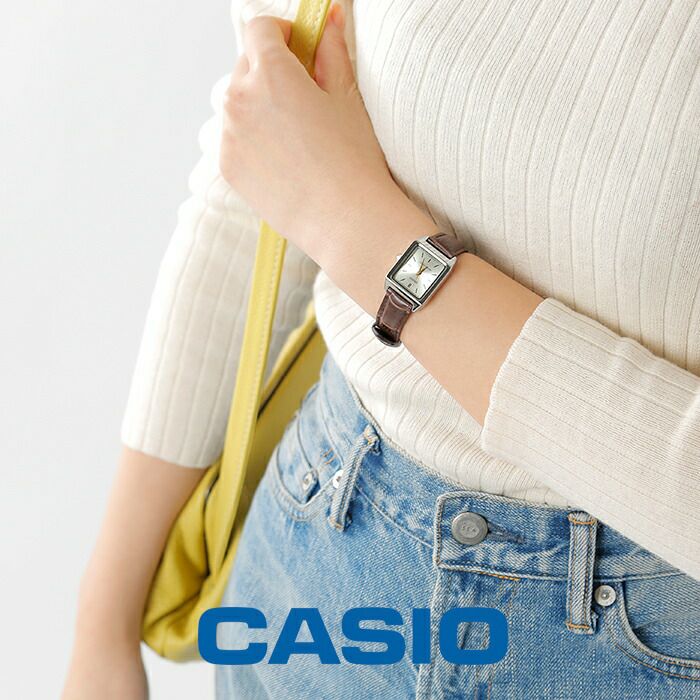 【クーポン対象】CASIO(カシオ)スクエアケースレザーベルト腕時計