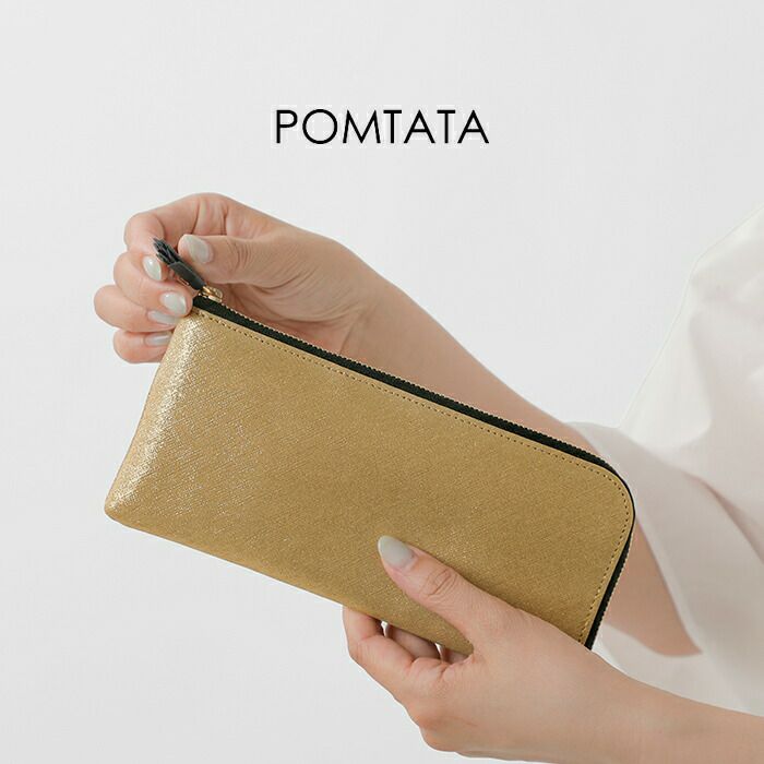 ロングウォレットホルダー 楽天市場】POMTATA ポンタタ エンボス 箔レザー Lジップ ロング