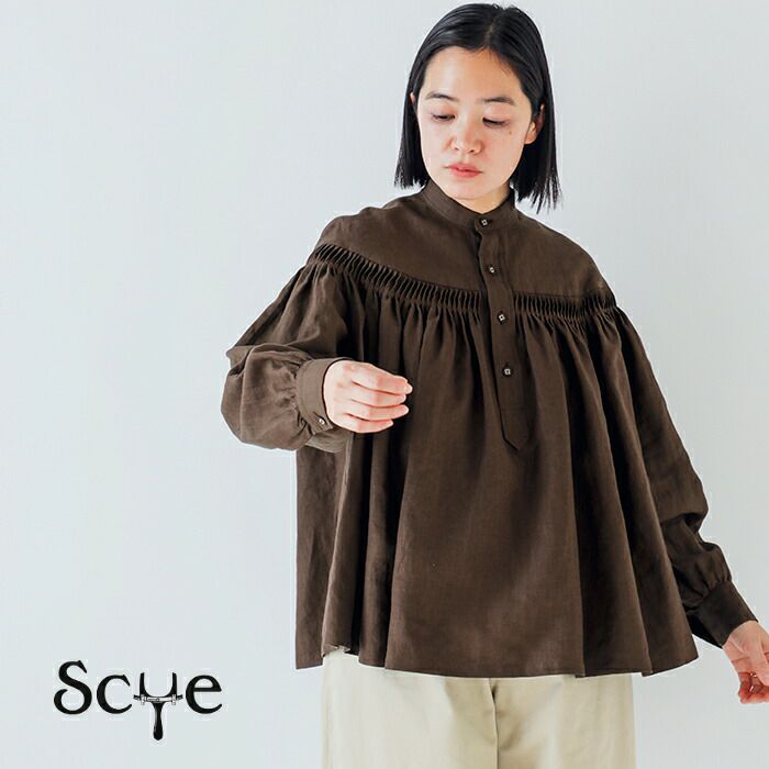 クーポン対象】Scye サイ リネン キャンブリック タック ブラウス “60 
