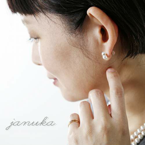 januka(ヤヌカ)ツインパールピアス(片耳)“Twin pearl pierced earring