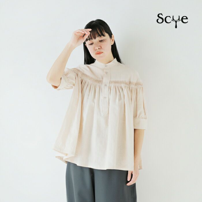 scye 定番 リネン タック ブラウス38