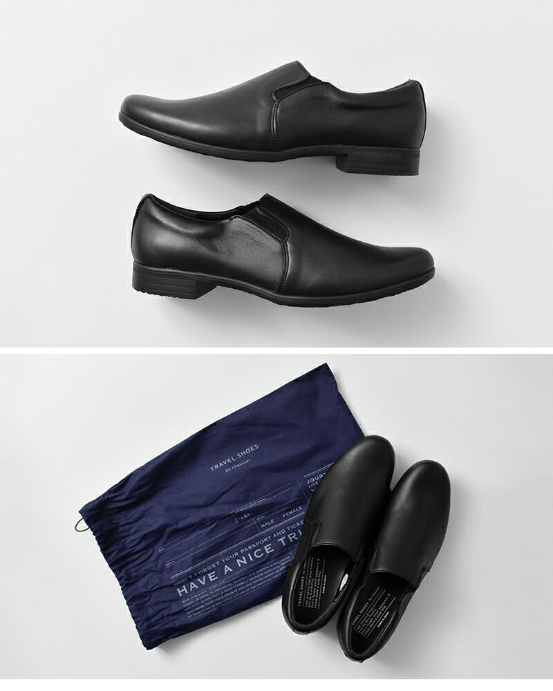 【美品】TRAVEL SHOES bycausser レザースリッポン 24cm TRAVEL SHOES by chausser トラベルシューズバイショセ レザー