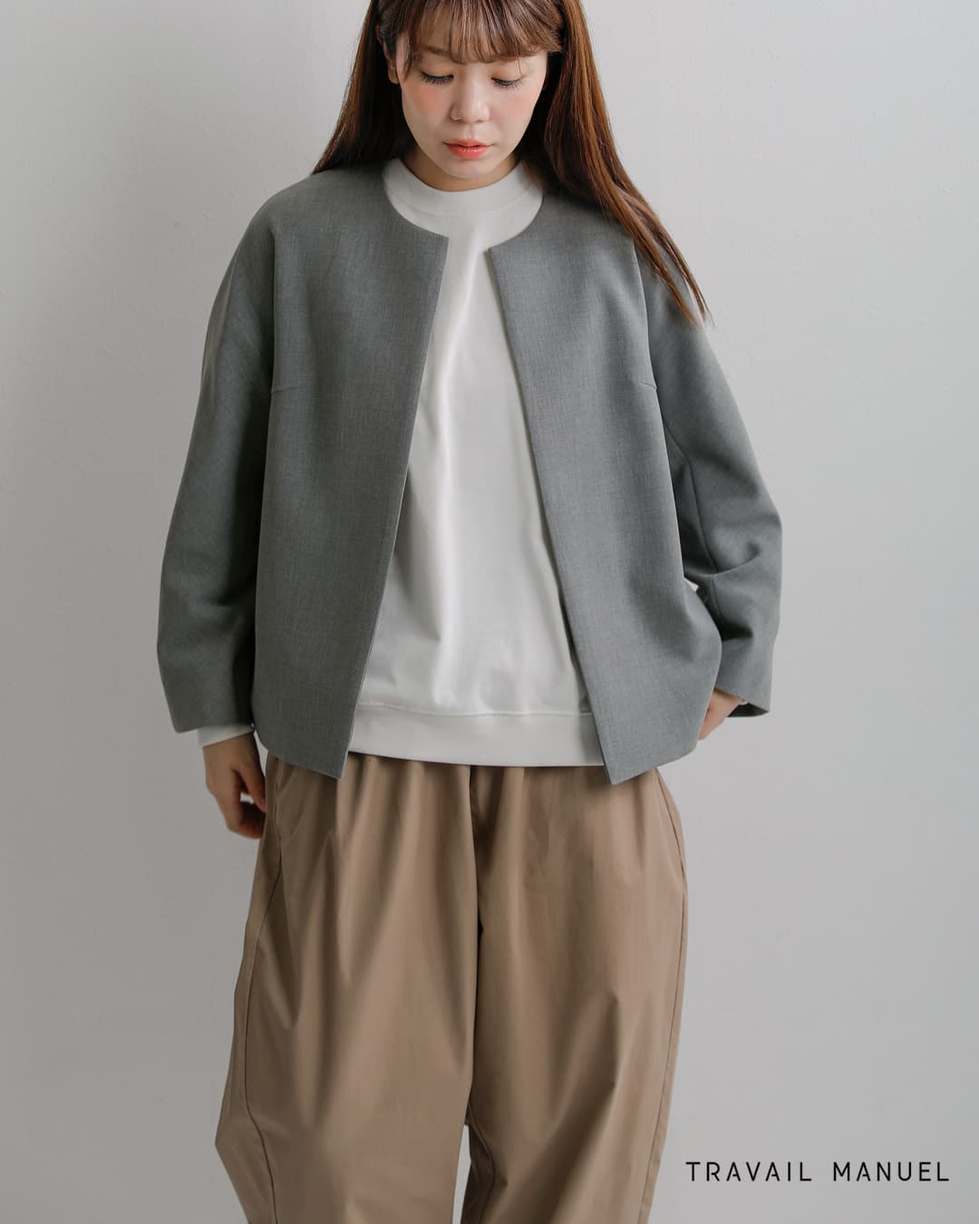 TRAVAIL MANUEL トラバイユマニュアル ダブルクロス ノーカラー 