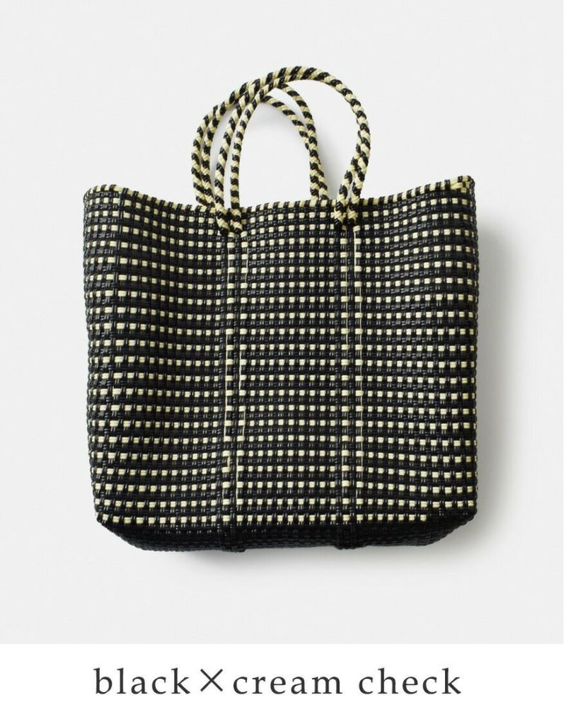 Letra メルカドバッグ　レトラ　チェック short s MERCADO BAG - BIG CHECK - SHORT STYLE - Navy / White (SHORT