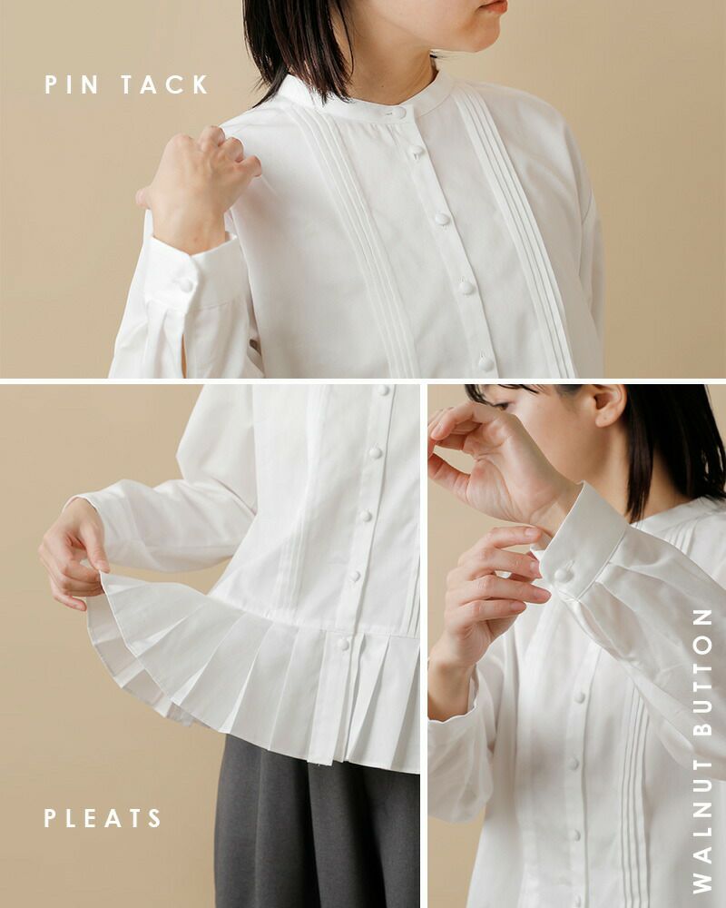 【逸品】 tumugu ツムグ aranciato別注 フロントタック裾プリーツコットン トップス