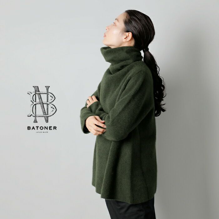 BATONER バトナー カシミヤ フォックス ユニーク タートルネック プル 