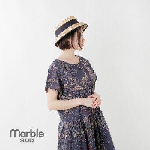 marble SUD(マーブルシュッド)リネンコットンローギャザーワンピース“EMB Denen” 03am033010-ms | Piu di  aranciato(ピウディアランチェート)