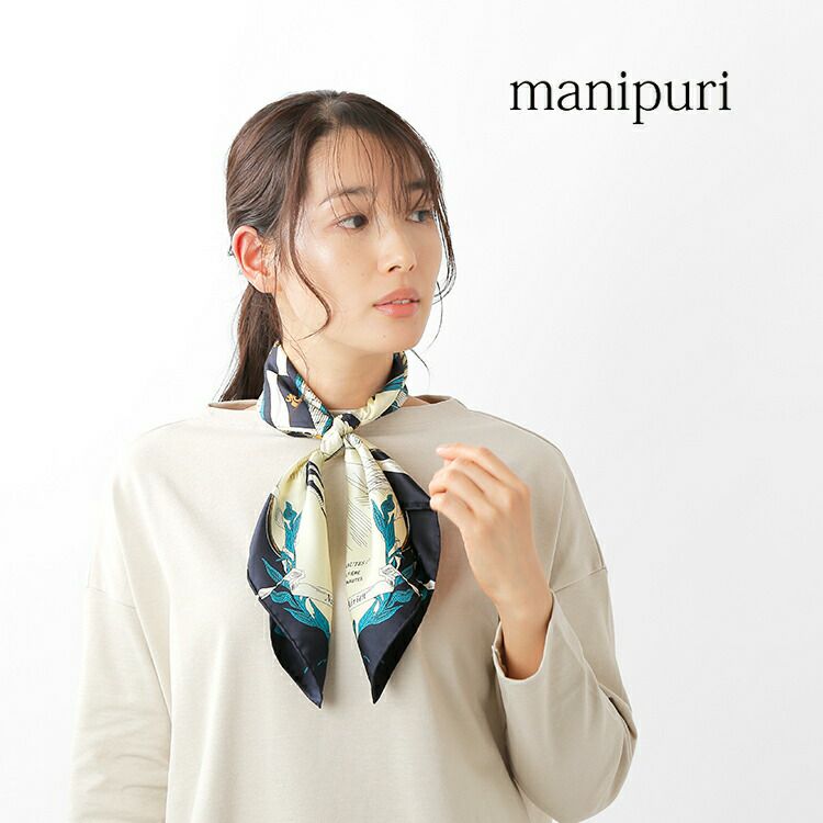 manipuri ＜シルクスカーフ65＞ANTIQUE FLOWER - バンダナ
