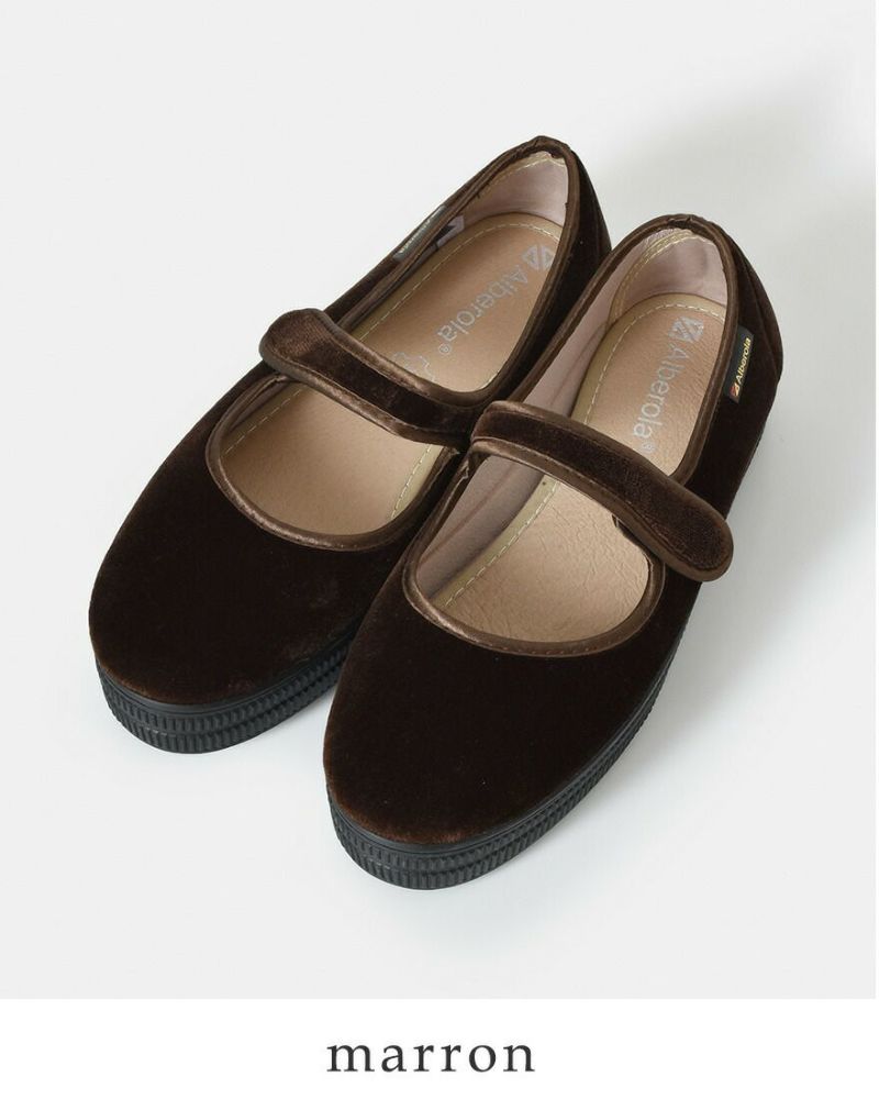 ALBEROLA アルベローラ ベルベットベルクロバレエシューズ w178g ALBEROLA アルベローラ ベルベットベルクロバレエシューズ w178g