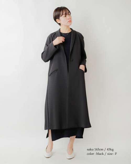 kaen カエン　バックプリーツコート　ジャケット　黒　サイズフリー　極美品 kaene(カエン)バックプリーツロングコート 004100o-ms | Piu di