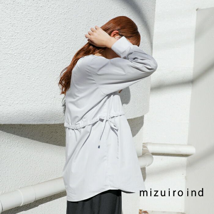 mizuiro-ind ミズイロインド コットン スタンドカラー サイドリボン 