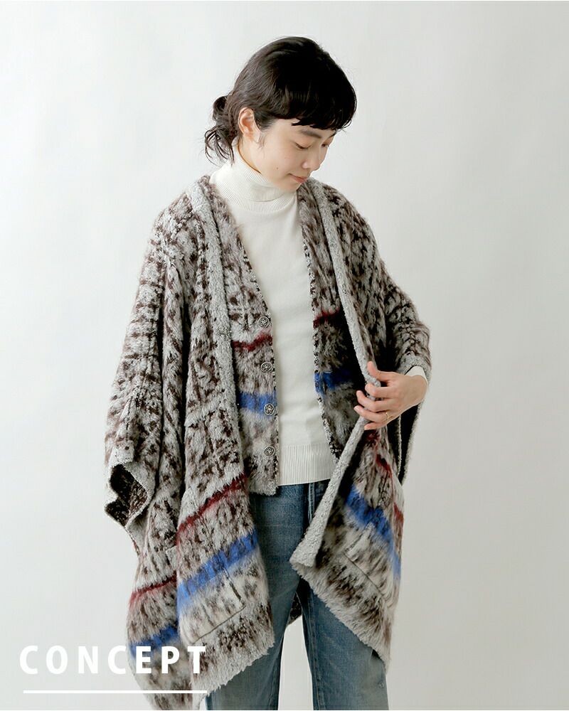 美品✨colville コルヴィル　ウィンドーペーンチェック　ウール　ポンチョ org.jpg