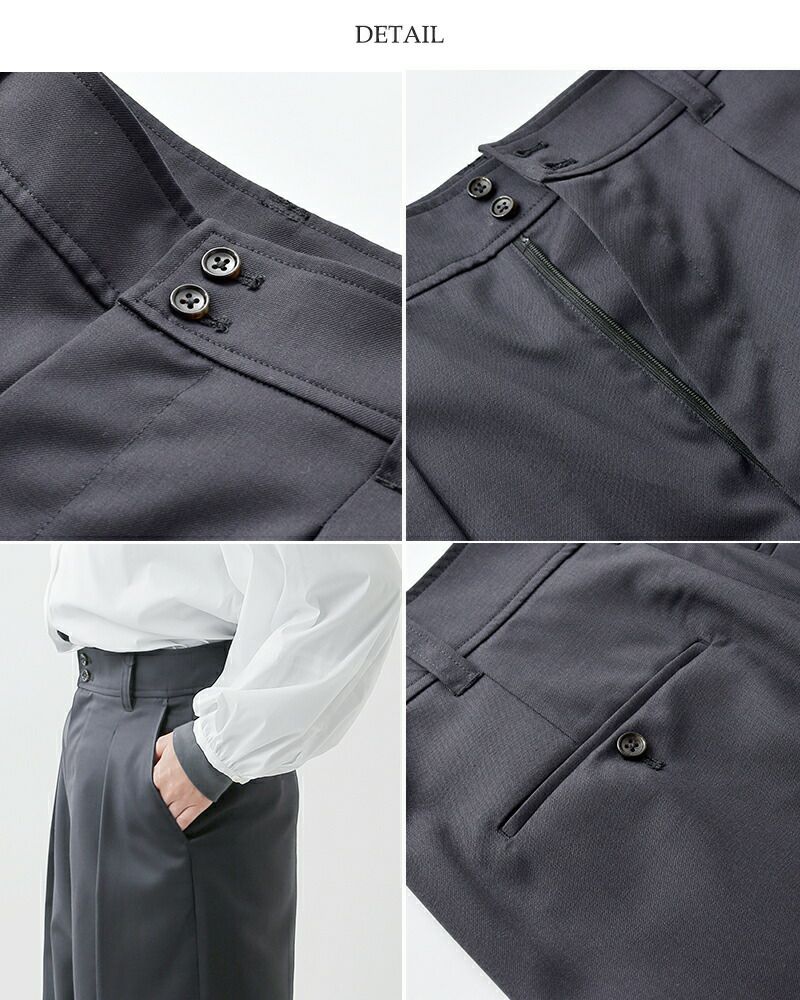 TICCA ティッカ ウォッシャブル ウール タック パンツ tbba-143