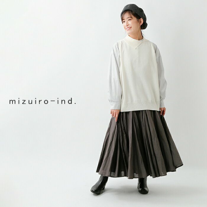 mizuiro-ind ミズイロインド ウール混 アシンメトリーカラー ワイド