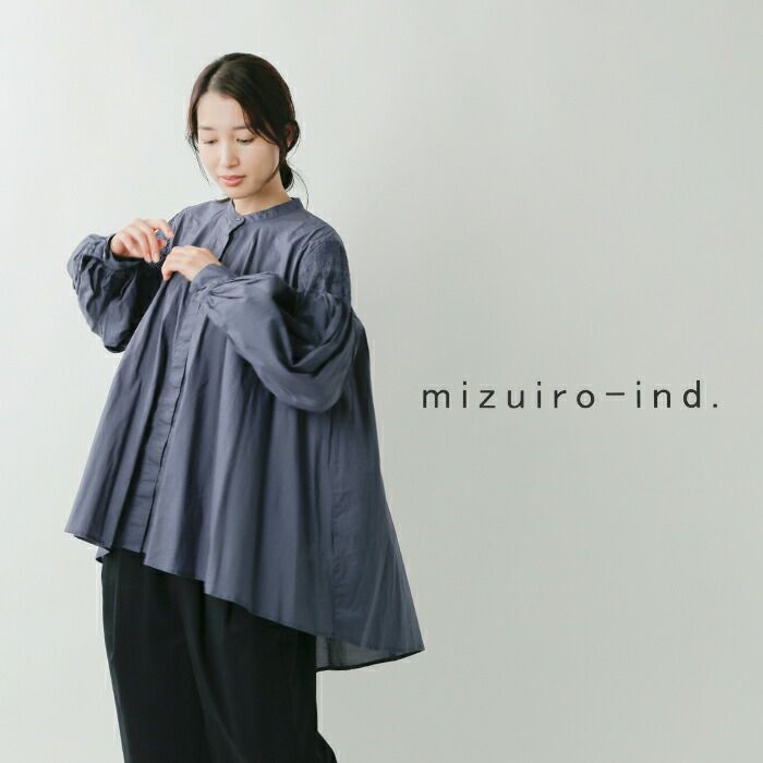 mizuiro-ind ミズイロインド コットン ピンタック パフスリーブ