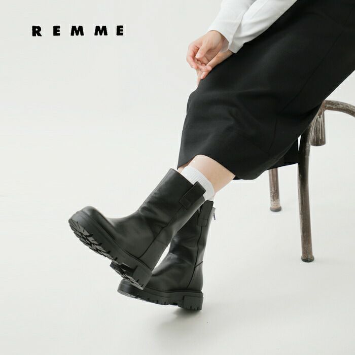 2023aw新作】REMME レメ ナパ レザー タンクソール ミドル ブーツ zh