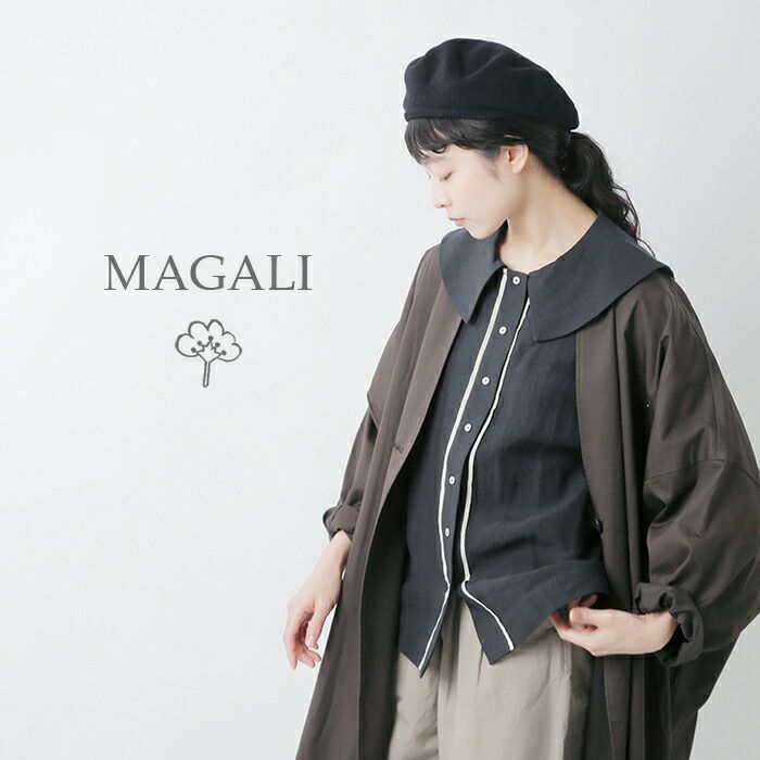 MAGALI｜ベルギーリネン アンティーク ブラウス bl229-tr マガリ