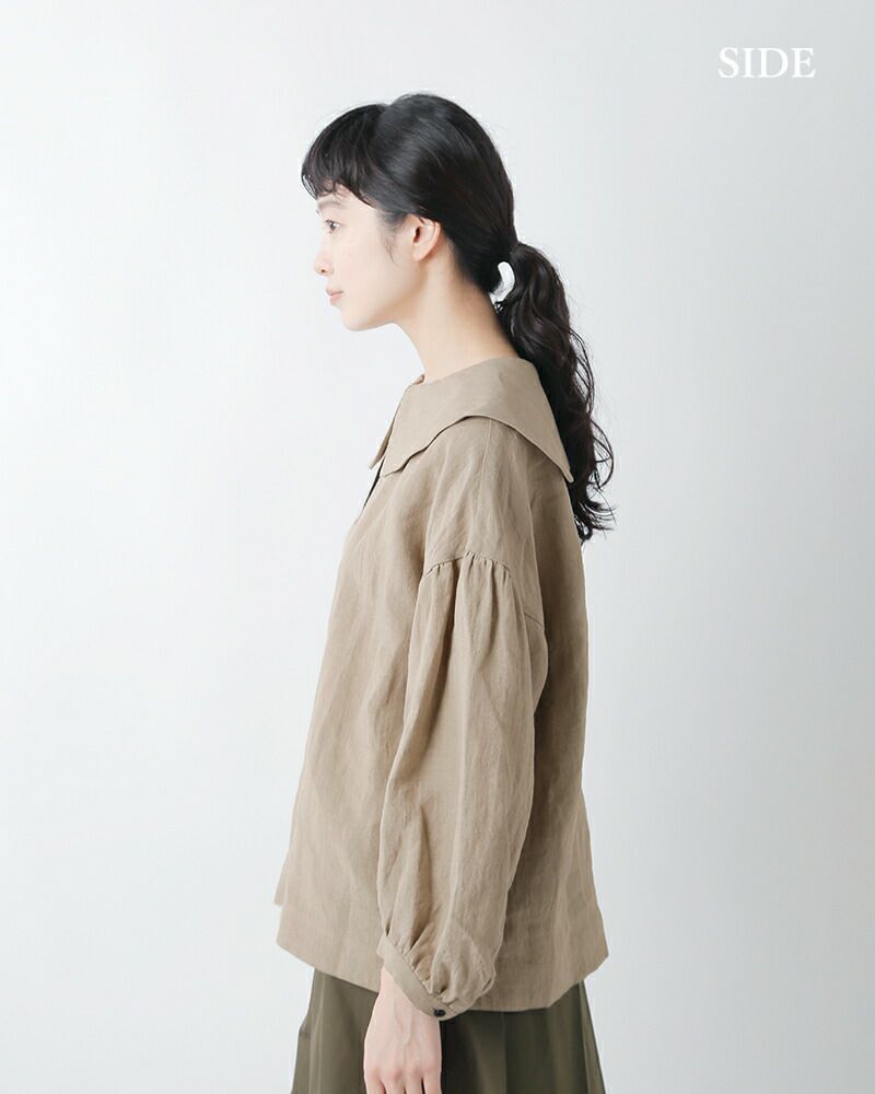MAGALI マガリ ベルギーリネン フラットカラー ブラウス bl220