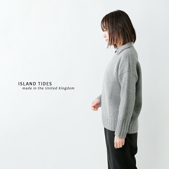 ISLAND TIDES アイランドタイド ラムズウール 襟付き ニット プル