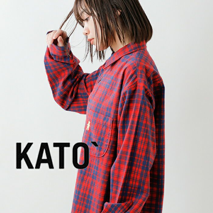 KATO' カトー タータンチェック 刺繍 シャツ ks2232802-rf