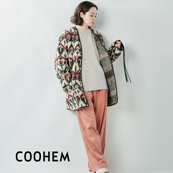 定価10万★未使用★COOHEMコーヘン　ネイティブジャガードニットコート 定価10万☆未使用☆COOHEMコーヘンネイティブジャガードニットコート