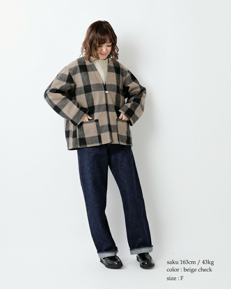 オアスロウ　ノーカラージャケット　ウール　サイズ2（M） オアスロウ ノーカラージャケット ウール サイズ2（M）