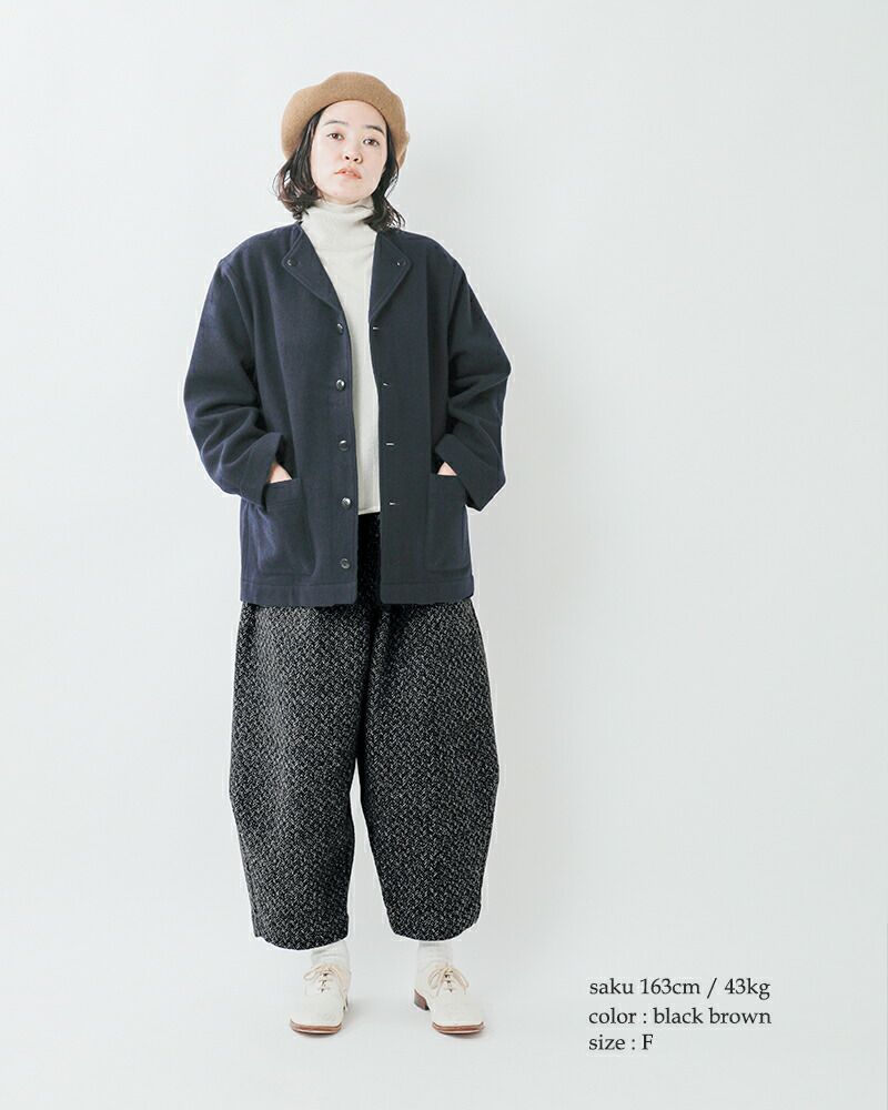 YAA!! ヘリンボーン ウール ワイド イージーパンツ N105 YAA!! ヘリンボーン ウール ワイド イージーパンツ N105