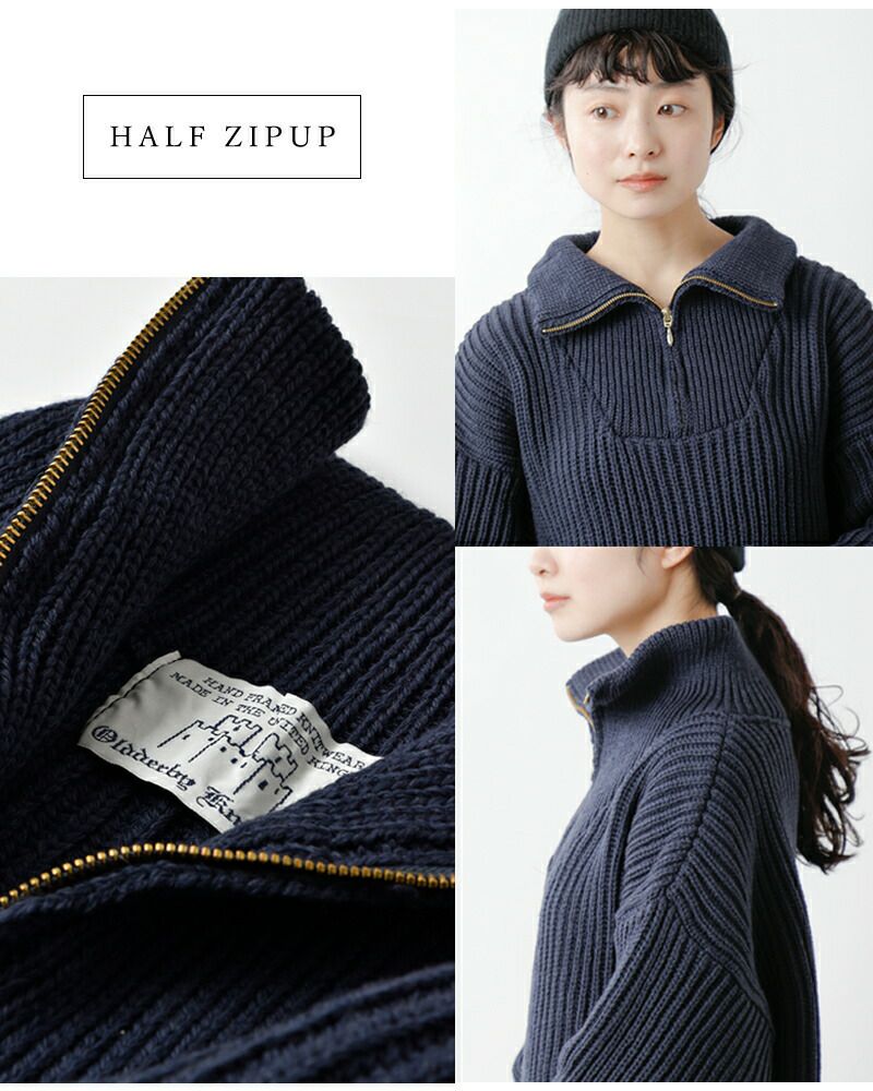 OLDDERBY KNITWEAR:リブ ジップ プルオーバー-