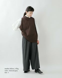 【美品】ミズイロインド〈日本製〉ストレッチ生地サルエルイージーパンツFベージュ mizuiroind（ミズイロインド）の「[mizuiro ind/ミズイロインド