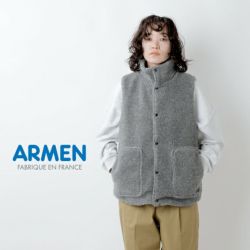 ARMEN アーメン フリース フロント スナップ ハイネック リバーシブル