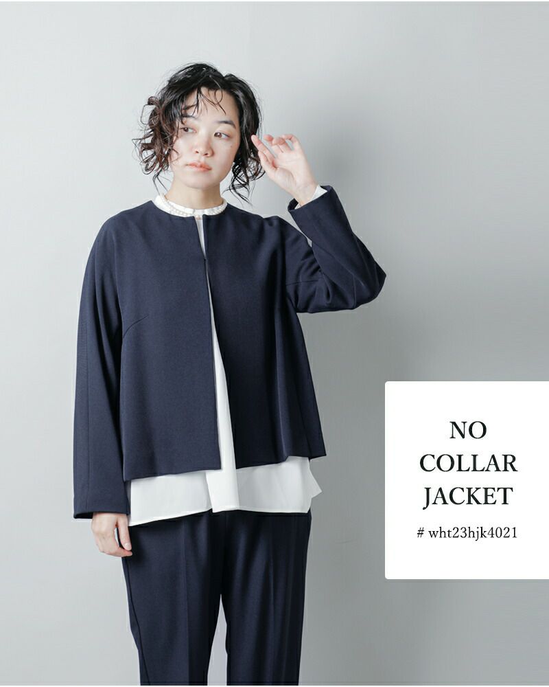 yyy: C.S.G. ノーカラージャケット ホワイト・ブラック Black＆White ブラック＆ホワイト WHITE Line コンフォート