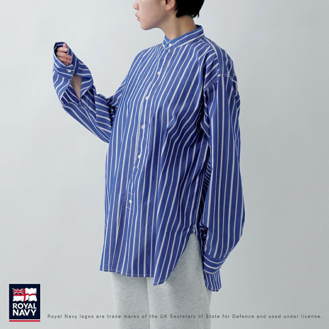 ROYAL NAVY ロイヤルネイビー コットン バンドカラー ストライプ