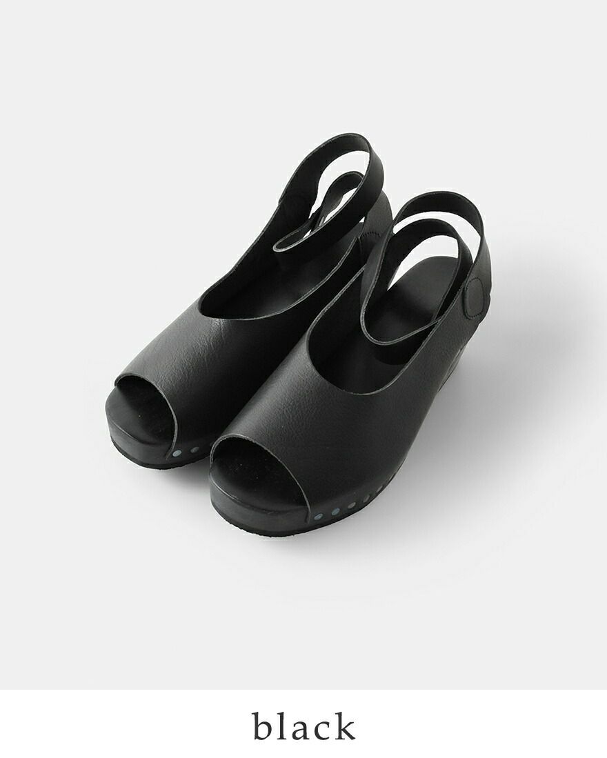 トリッペン 36 ZEN ゼン ずらす トングサンダル ウッド レザー 黒