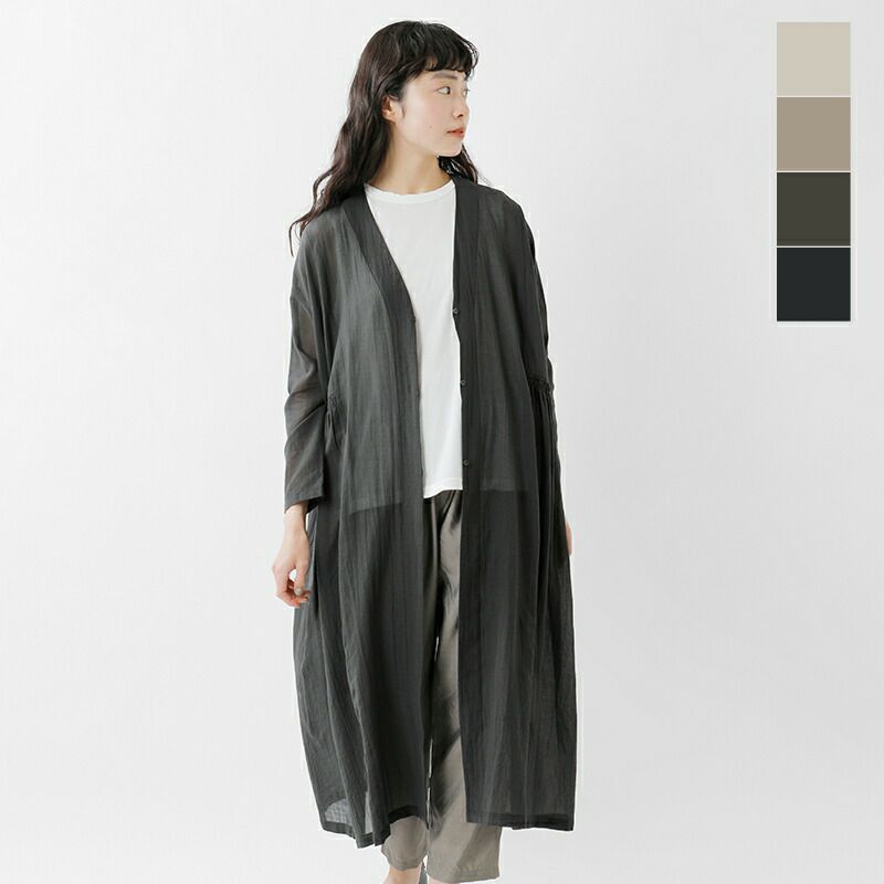 evam eva エヴァムエヴァ コットン シルク シャーリング ローブ 
