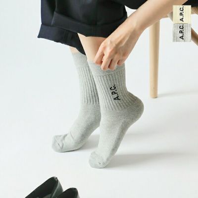 A.P.C. アー ペー セー ロゴ リブ クルーソックス 靴下 A.P.C. アー ペー セー ロゴ リブ クルーソックス 靴下