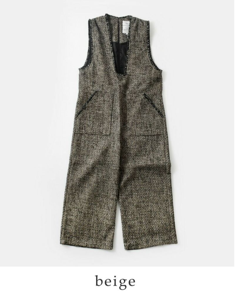 kha:ki カーキ ルーズ ツイード ジャンプスーツ “TWEED OVERALLS” mil24fpt3215-kk 2024aw新作  レディース【サイズ交換初回無料】 | Piu di aranciato(ピウディアランチェート)