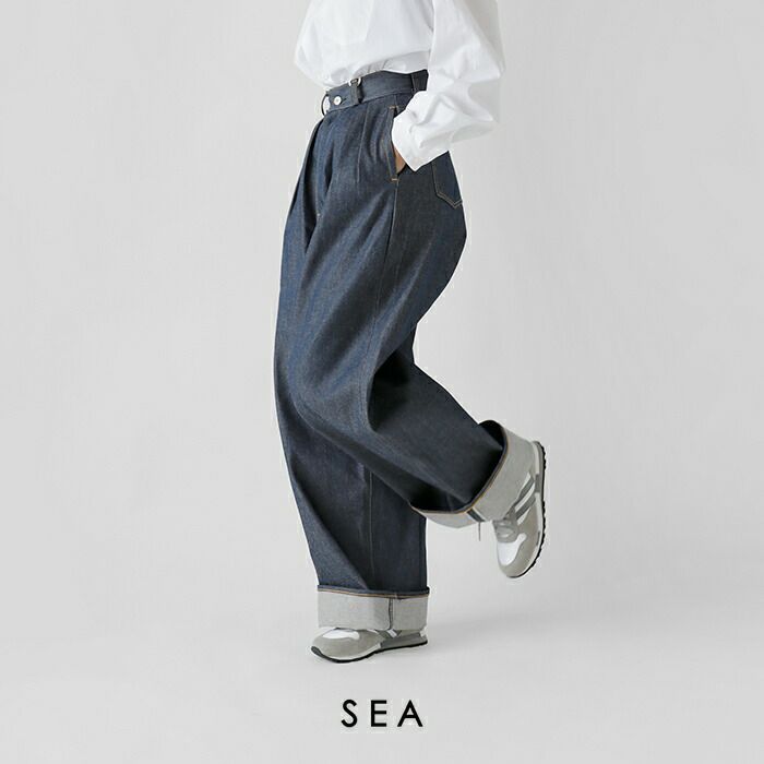 【 】SEA シー セルヴィッチ 藍染 4XL ワイド デニムパンツ