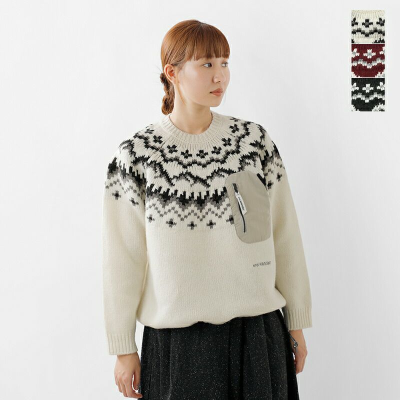 ☆】【30%OFF】and wander アンドワンダー ウール ロピー ニット