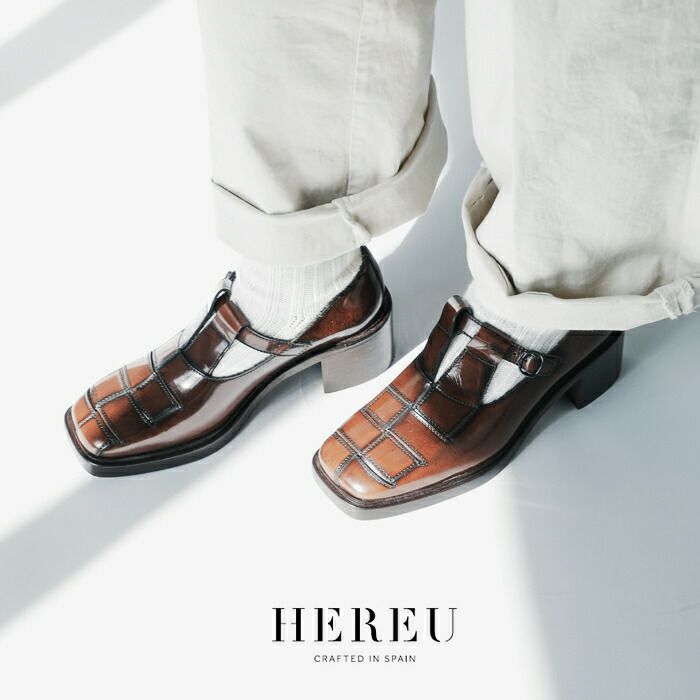 【60%OFF】HEREU ヘリュー ブラッシュドレザー Tバーヒール