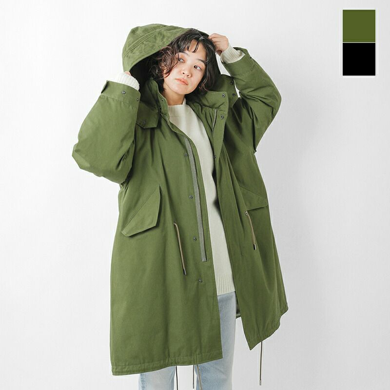 MHL. モッズコート オリーブグリーン ダウン フェザー フード ダブルジップ MHL. モッズコート オリーブグリーン ダウン フェザー フード