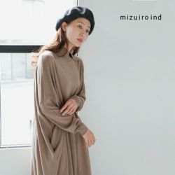 ☆】mizuiro-ind ミズイロインド ウール混 ワイド タートルネック