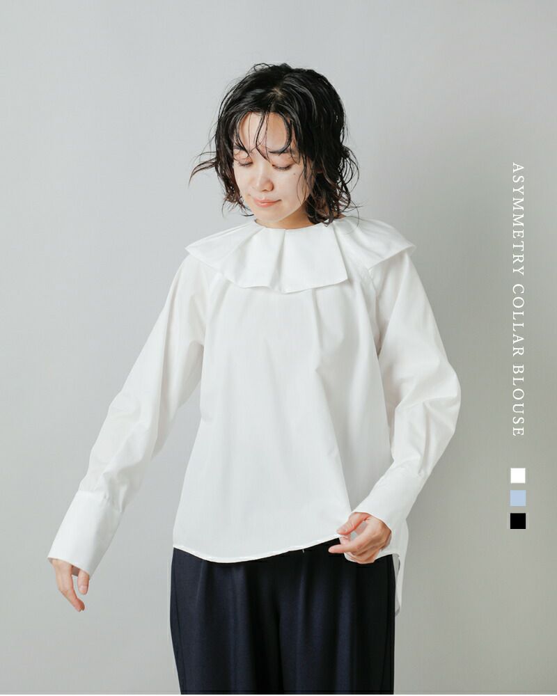 whyto ホワイト アシンメトリー カラー ブラウス “ASYMMETRY COLLAR