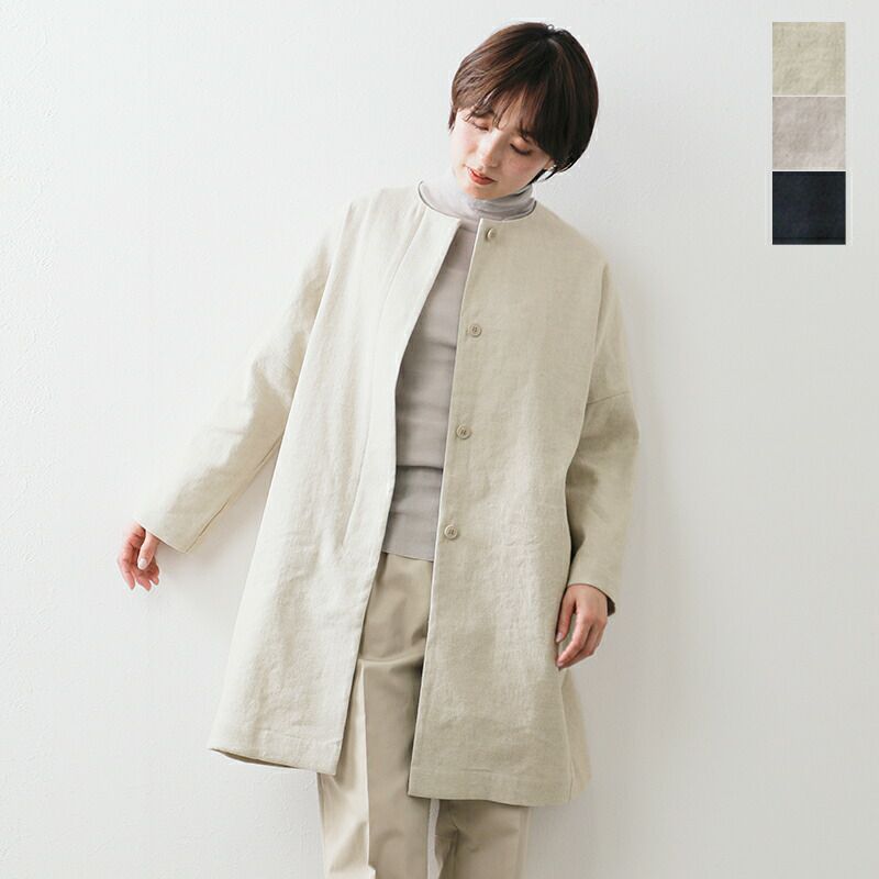 ▷23AW 完売 evam eva エヴァムエヴァ プレスウールノーカラーコート ...