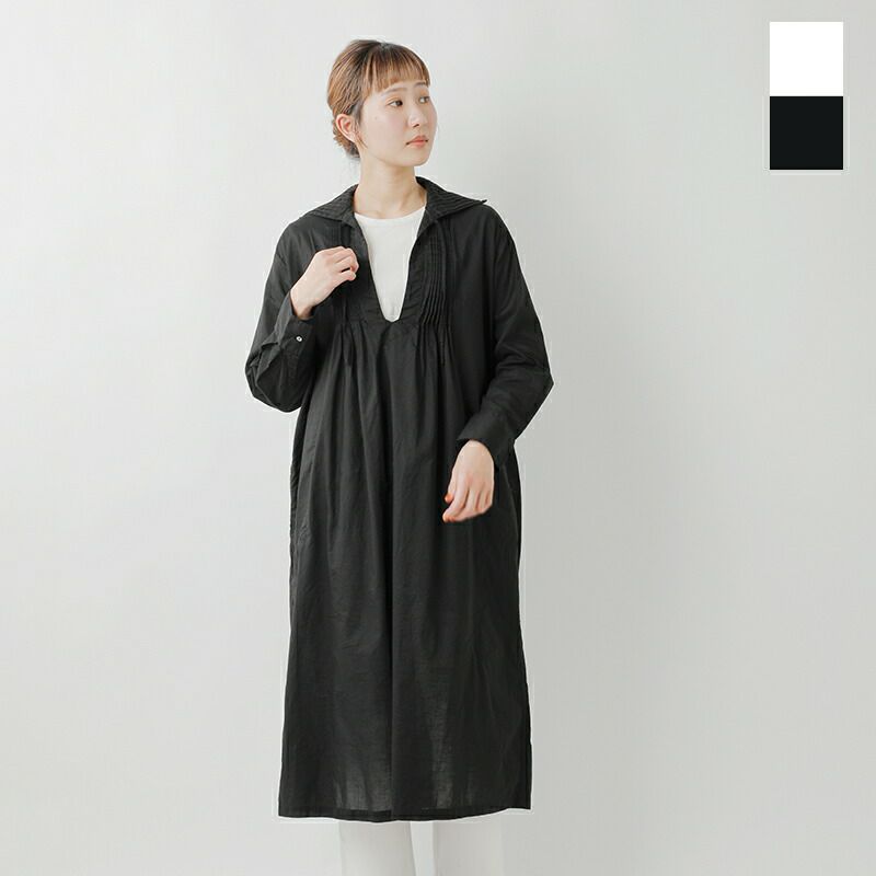 美品】ミズイロインド / Aライン 綿 ロングシャツワンピース - ワンピース