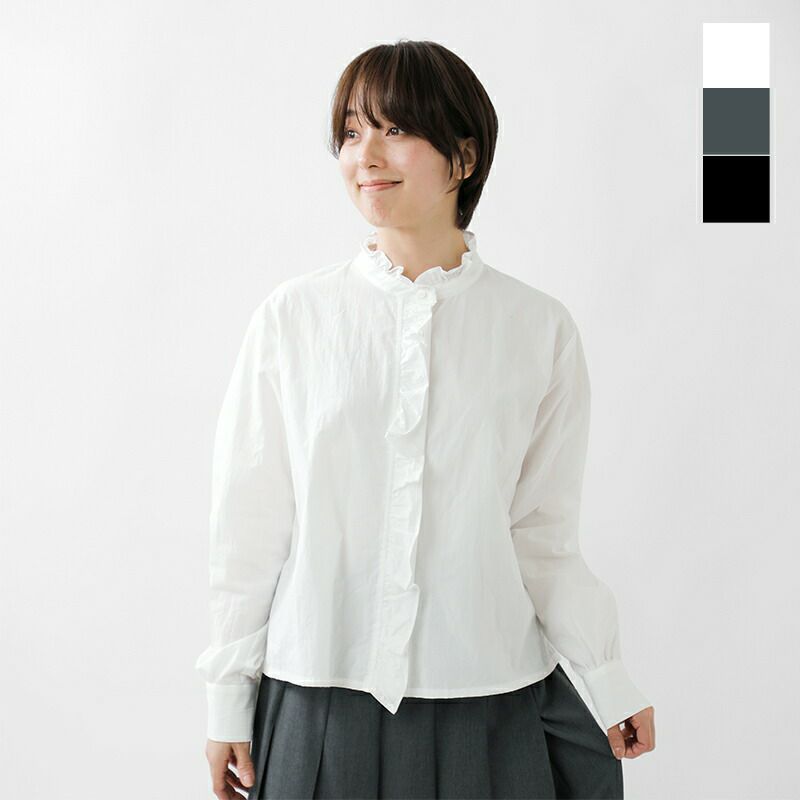 クーポン対象】MidiUmi ミディウミ コットン フリル シャツ “frill 