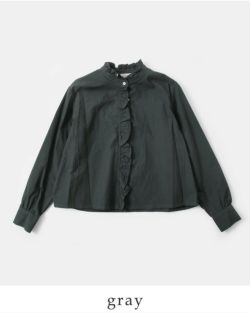 MidiUmi ミディウミ コットン フリル シャツ “frill short shirt