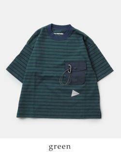 and wander アンドワンダー コットン ストライプ ポケット ハーフスリーブ Tシャツ “stripe pocket H/S T”  574-4184305-ma レディース | Piu di aranciato(ピウディアランチェート)