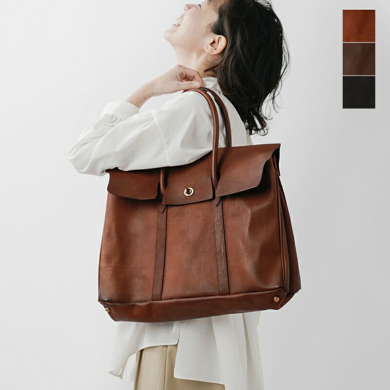 【 】VASCO ヴァスコ OLD OIL レザー サドル トートバッグ “LEATHER SADDLE TOTE BAG” vs-270l-mn  ユニセックス | Piu di aranciato(ピウディアランチェート)